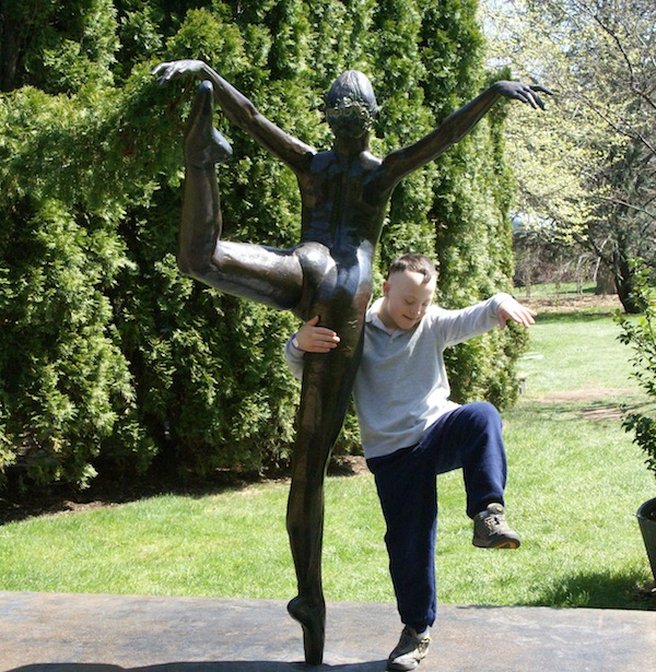 Wordless Wednesday - CJ with ballerina sculpture