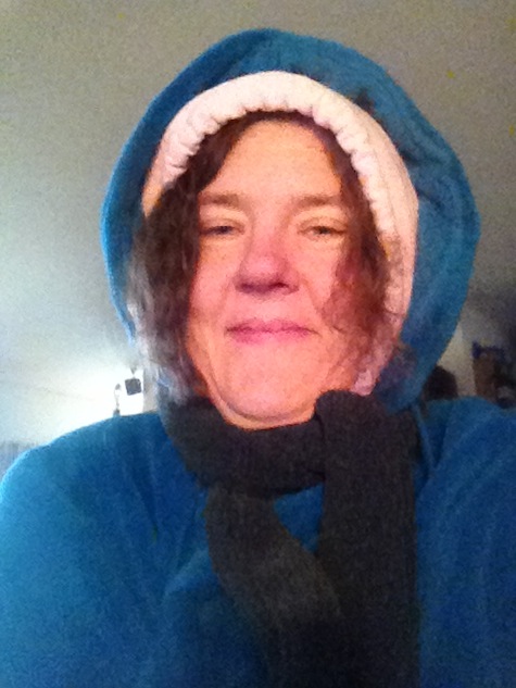 Two hoods, a robe and a scarf to fight being chilly