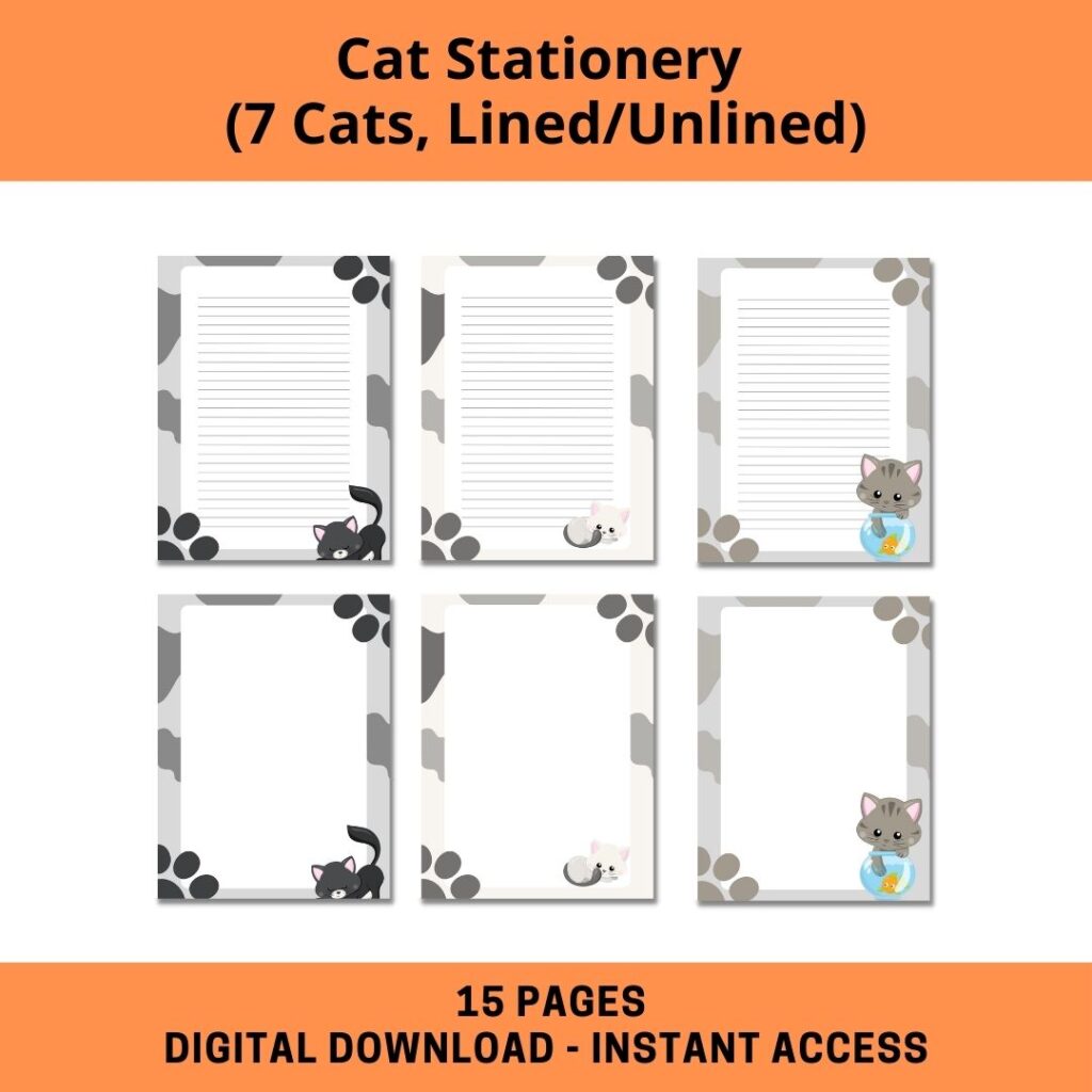 Week Of Cats Stationery Set